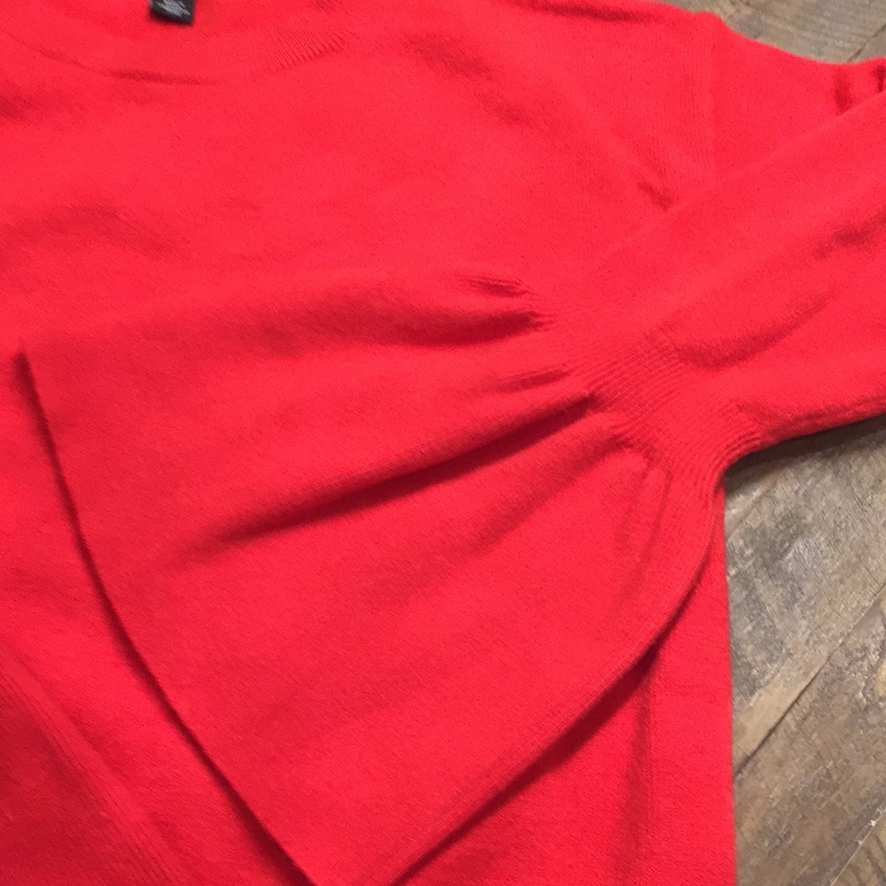 Halogen tomato red sweater with flutter sleeves - Picture 2 of 3